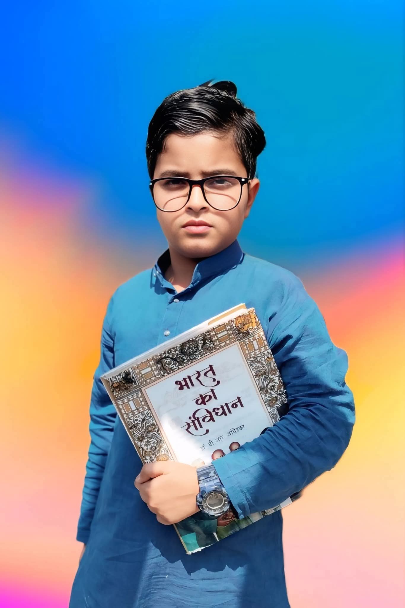 Young reader with the Constitution of India